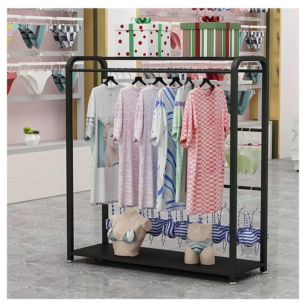 Scaffali Appendiabiti In Metallo Per Negozi Di Abbigliamento, Espositore Da Pavimento Per Biancheria Intima, Sciarpe, Mutandine, Calze, Pantofole E Pantaloncini, Facile Da Installare, Nero - 120X40X1