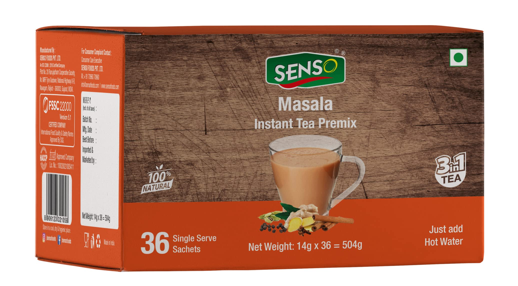 Senso tea masala tea premix Regular Sugar (14g * 36 Sachets) (Makes 100 ml) | Ginger Tea | Adrak- Adrak Elaichi Masala Chai instant tea premix sachets masala chai premix tea masala tea powder ready mix tea - instant chai premix One Minute Tea Assam T (B09YLPB9NY) Amazon Price History, Amazon Price Tracker
