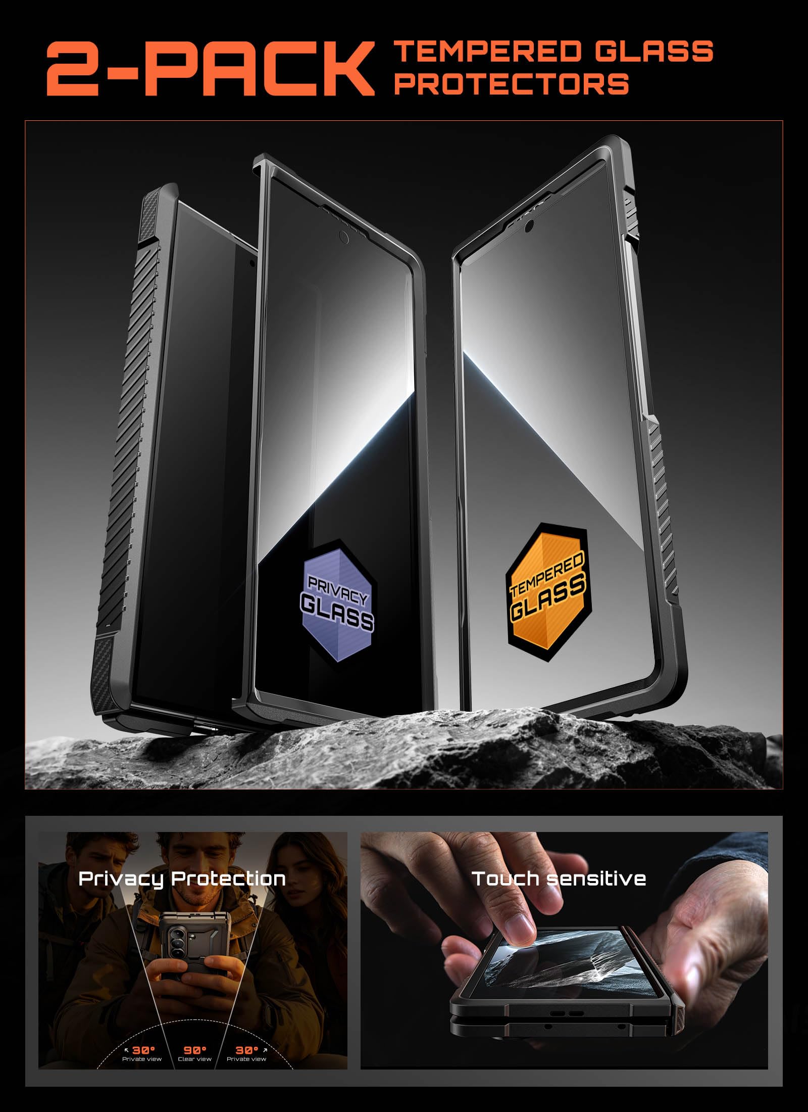 SUPCASE Funda para Samsung Galaxy Z Fold8 Ultra [UBGrip] con Mica Antiespia | Magnética Carcasa con Protector de Pantalla Cristal Templado HD y Privacidad Case Protección Militar Compatible MagSafe