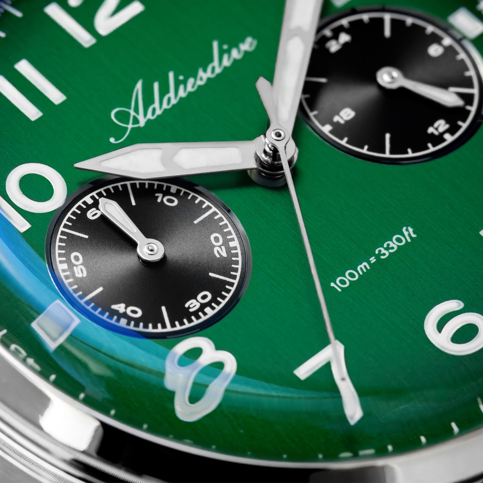 ADDIESDIVE 38 MM Orologio Uomo VK64 Movimento Cronografo FKM Cinturino in Gomma Fluorata Quadrante Panda Analogico Luminoso 100 M Impermeabile AD2516 Sportivo Casual