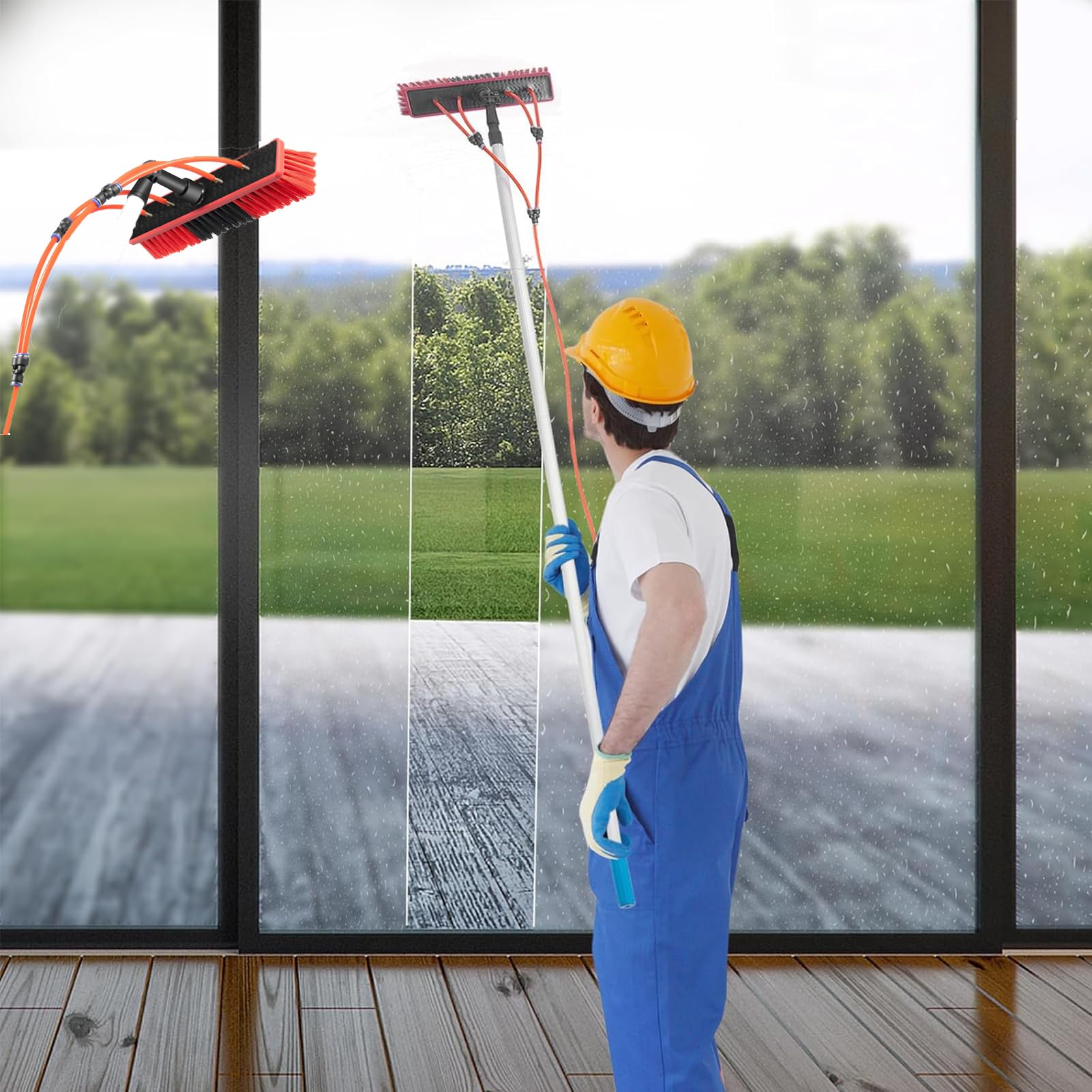 Kit di aste regolabili alimentate ad acqua per la pulizia dei pannelli solari, strumento per la pulizia di vetri e tetti di finestre da 300 cm, strumento per la pulizia efficiente delle finestre