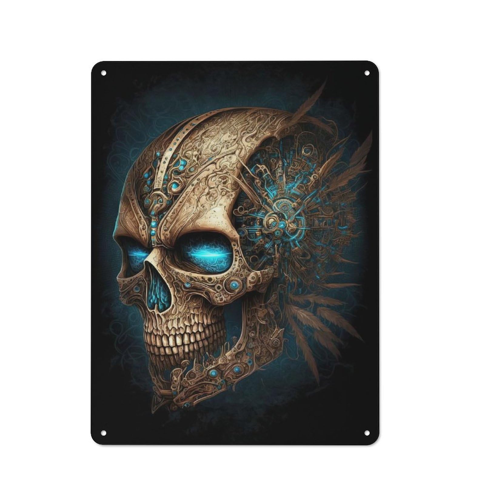Junmoney Biomechanical Skull Cottage Style Metal Wall Decor 40X30cm, Farmhouse Metal Sign For Farmhouse Kitchen, Pantry Or Dining Area
