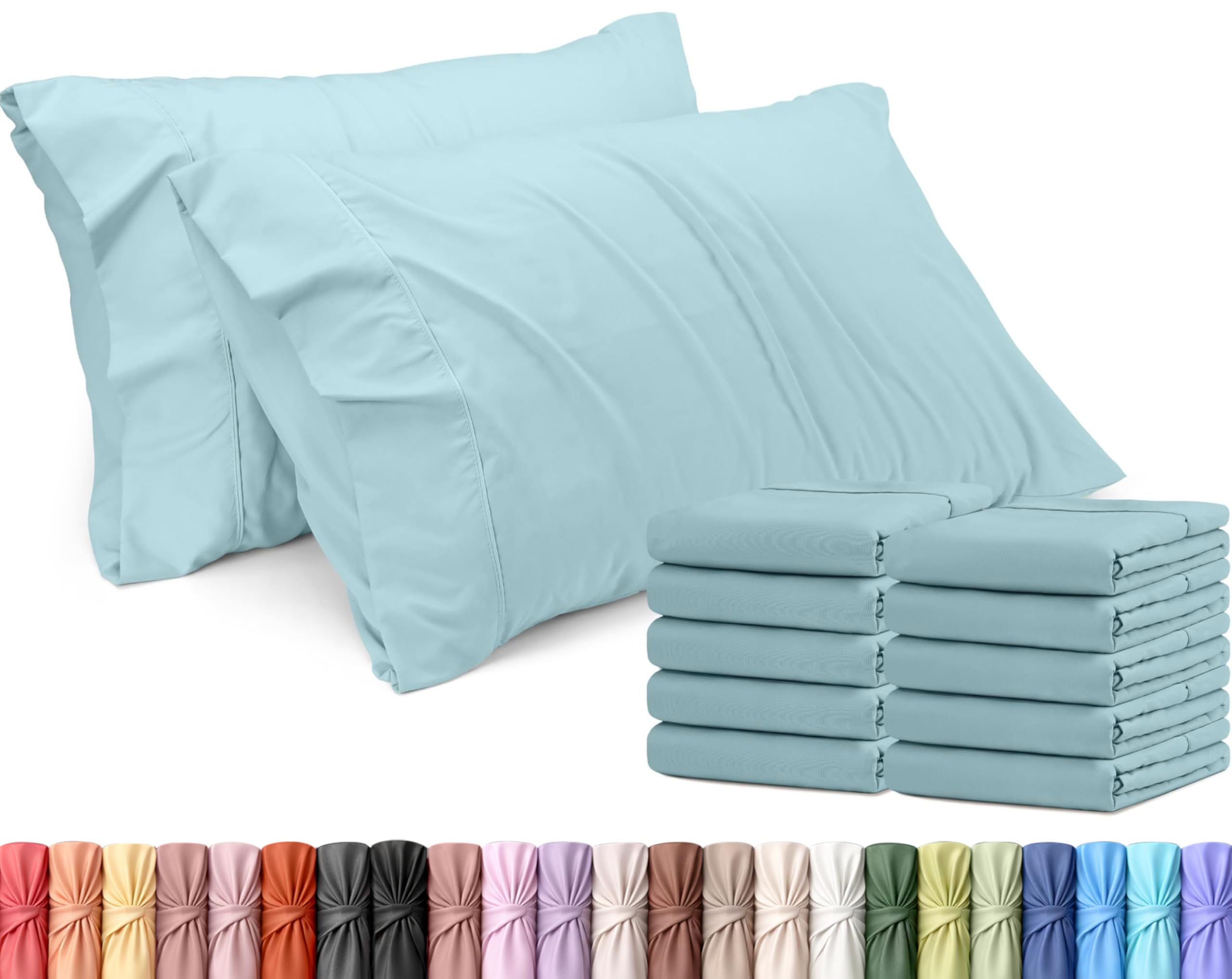 Utopia Bedding Queen Pillow Cases - Pack of 12 - Envelope Closure - Soft Brushed Microfiber Fabric - Shrinkage and Fade Resistant Pillow Covers Queen Size 20 X 30 Inches (Spa Blue) โ image 1