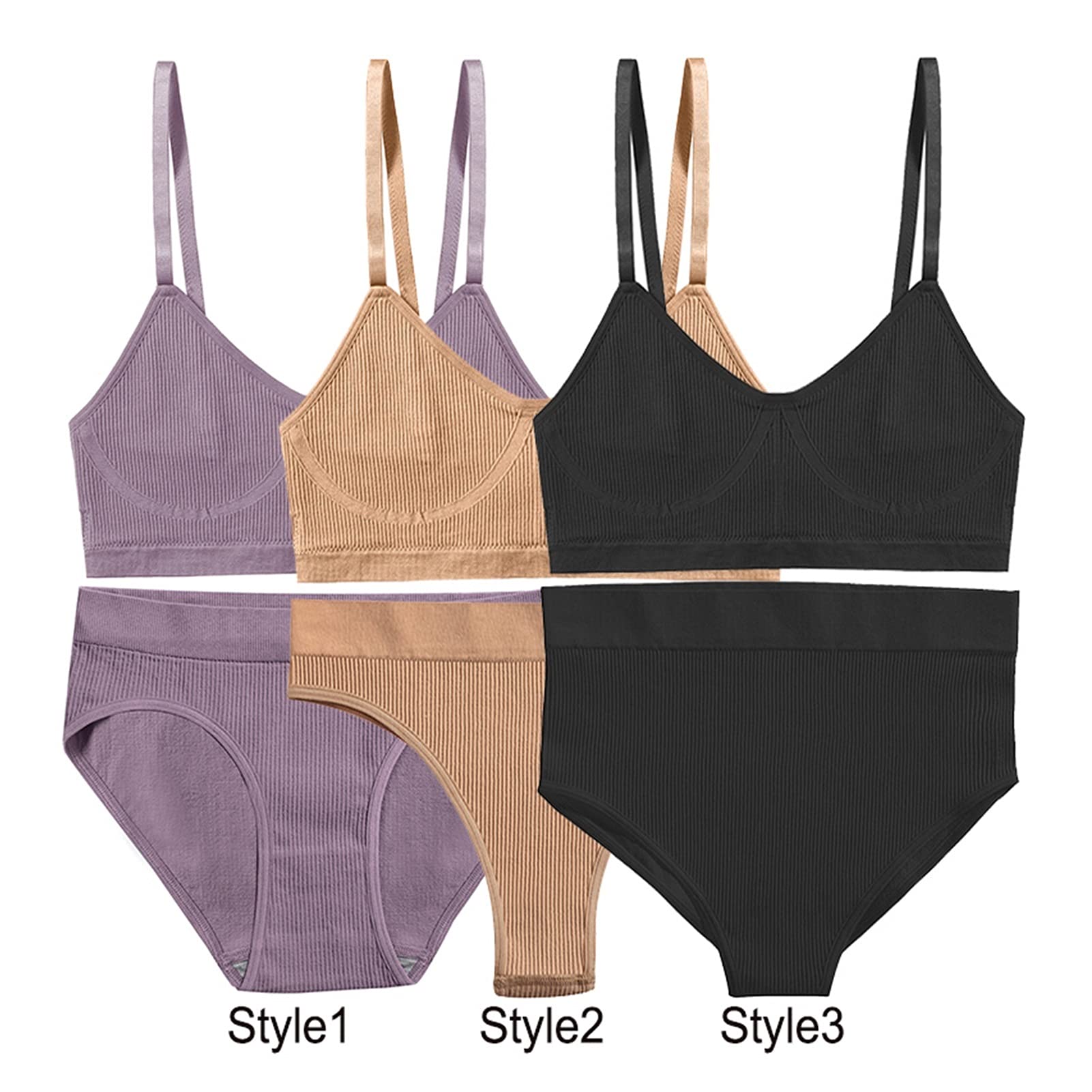 Compatible with Frauen BH Set Set Slipy Sexy Push Up Bralette Weibliche Fitness Nahtlose Unterwäsche Sports Dessous Büste Büste Set Tank Crop Tops S-XL.(Briefs Style Black,L-XL)