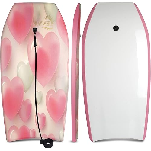 Body Board Lightweight with EPS Core, HDPE Slick Bottom, Leash & Adjustable Wrist Rope, Great Surfing for Kids and Adults