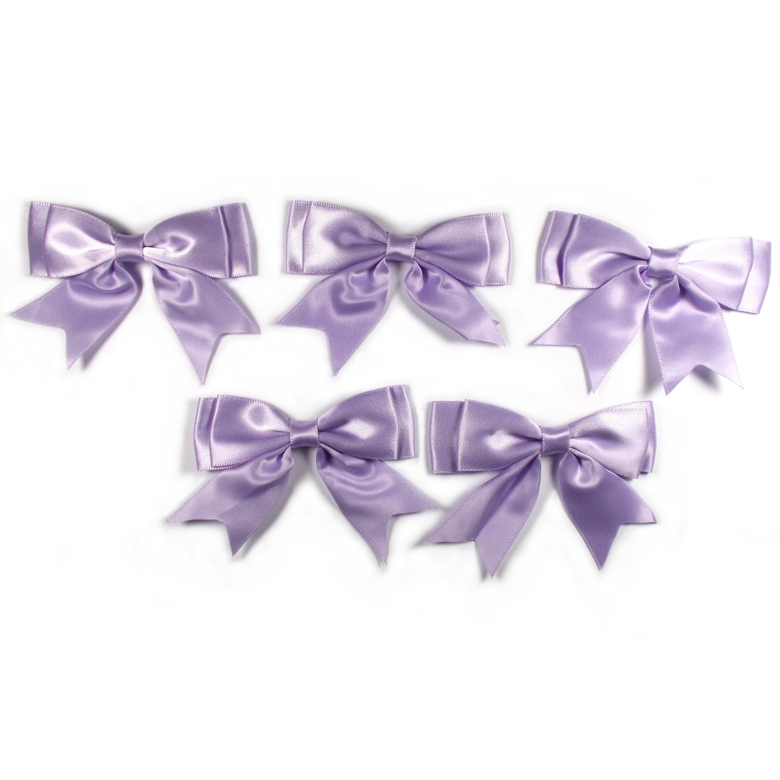 Push The Button Lilac Large Satin Ribbon Double Bows 8Cm Wide Pack Of 5 (Lilac)