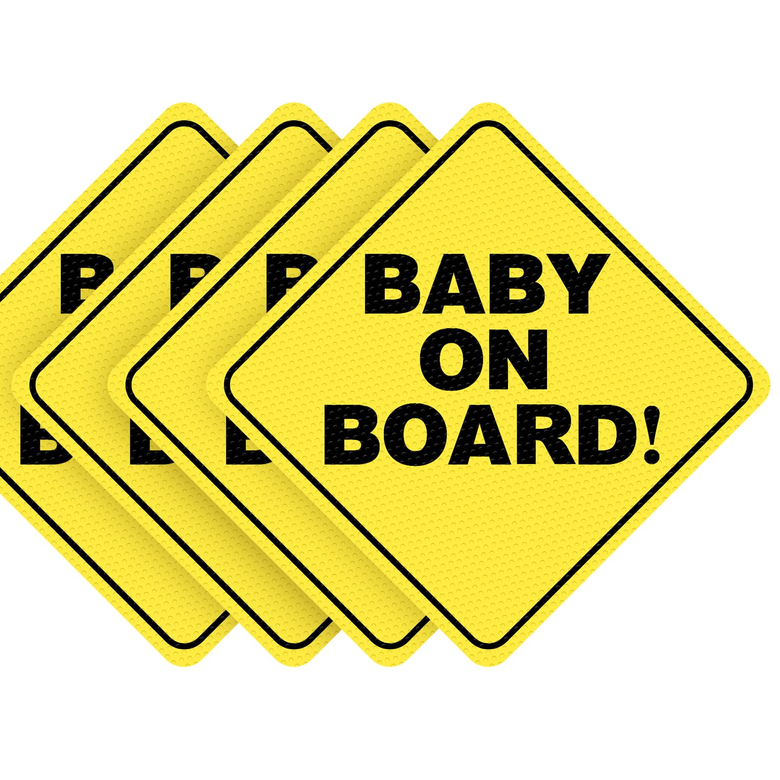 - Baby On Board Stickers for Cars 4Pack – 5"x5" High Visibility Reflective, See-Through & Waterproof, Strong Adhesive Car Window Decals for Safety, Essential Baby in Car Accessories for Parents