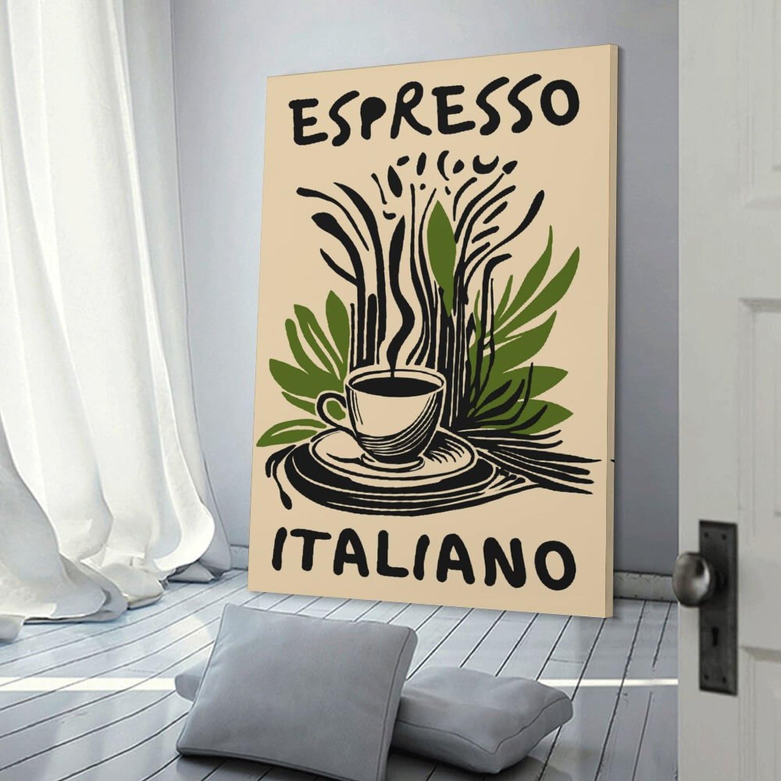 Junmoney Espresso Italiano Coffee Art Canvas Wall Art, 24x36inch(60x90cm), for Entrance Walls, Hall Decor Or Foyers, Wall Decor to Refresh Empty Corners