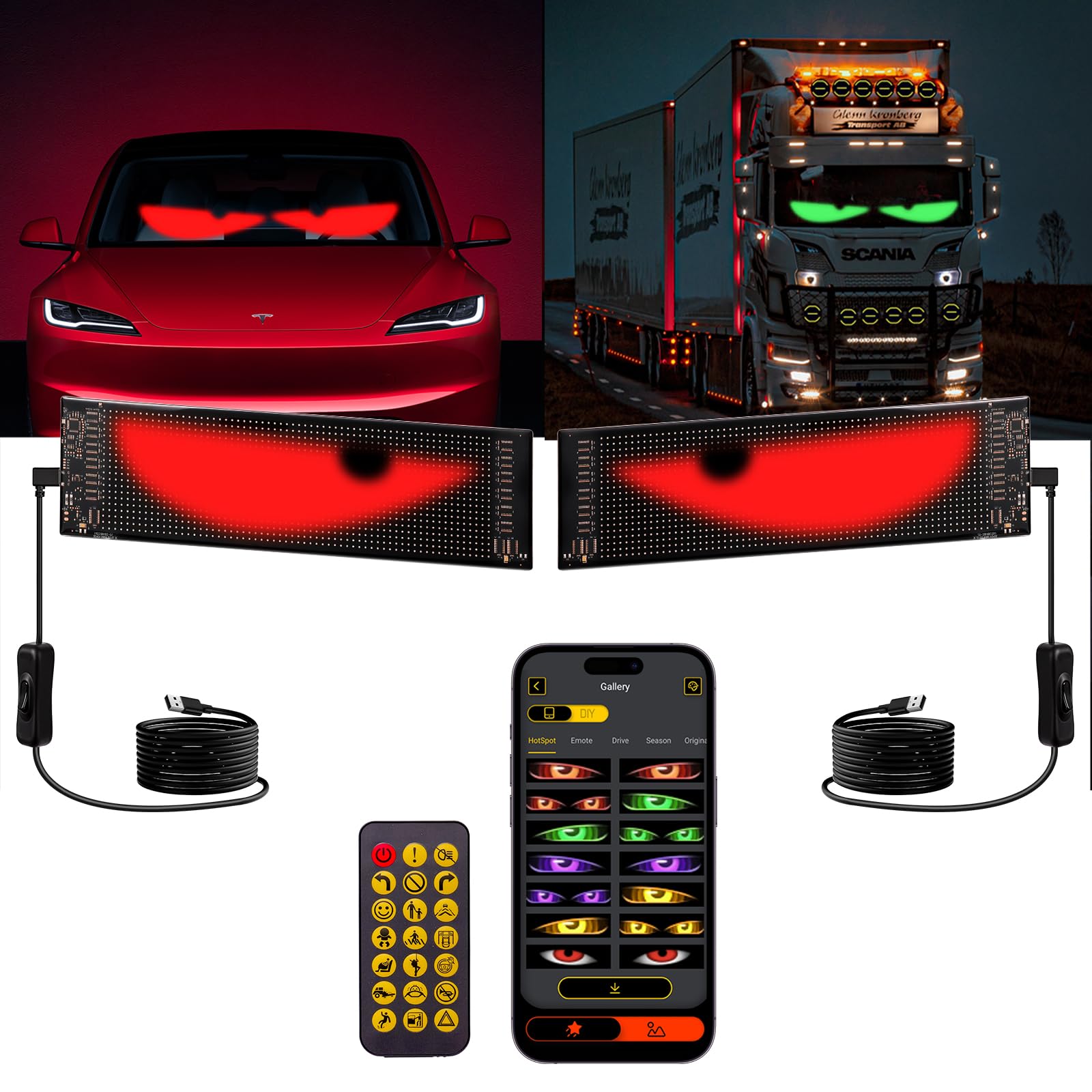 Scrolling LED Sign Board Ultra-Thin Programmable LED Display for Business & Car, Bluetooth APP Control, Custom Text & Animations, USB-Powered, Waterproof for Store, Bar, Taxi, Events