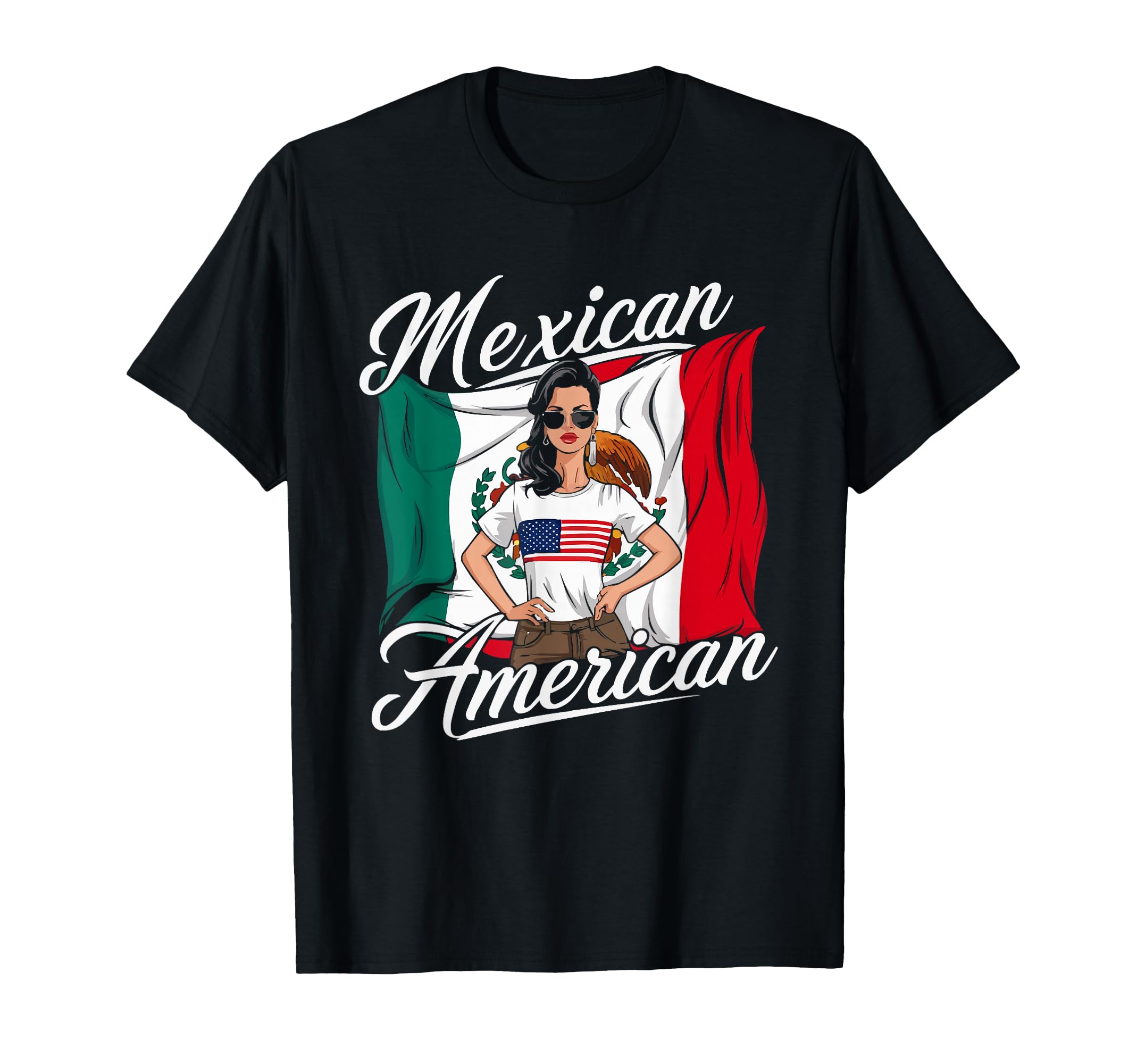 Half Mexican Half American USA Flag Mexico America T-Shirt