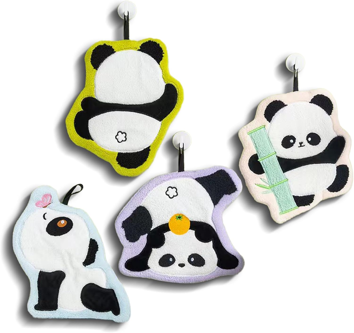 Panda Cartoon Hand Towel Set - Ultra Absorbent-Soft Hanging Hand Towels for Bathroom Kitchen, Fun Birthday Panda Gift for Kid Children