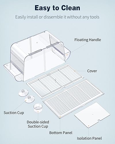 Miniatura 6 de Pawfly Caja de cría de peces de acuario, incubadora de incubadora de peceras con 6 ventosas, caja de acrílico para eclosionar peces bebé, camarones,
