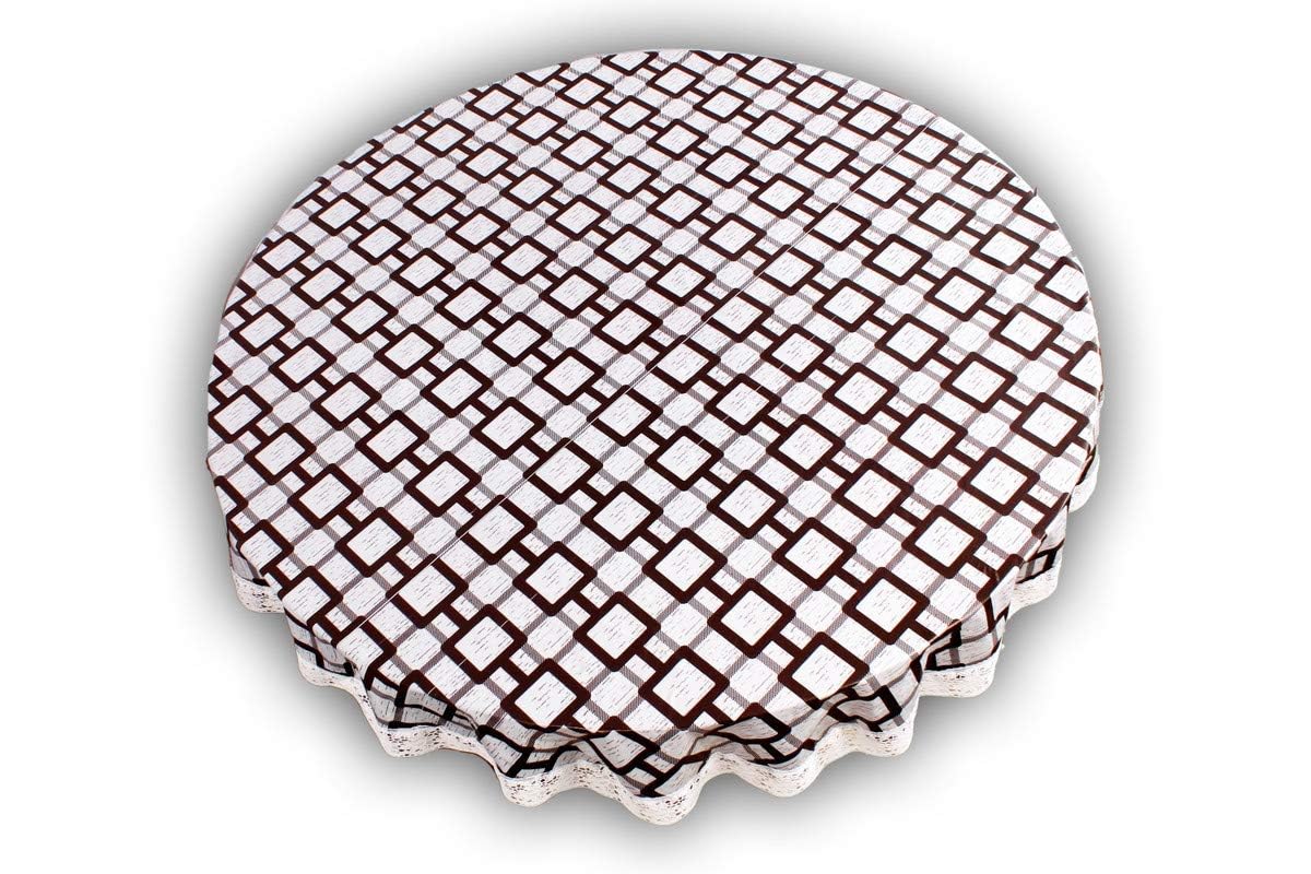 Center & Dining Table Cover Grey Color Check Printed Table Cloth with White Lace - Waterpoof & Dustproof Round Shape Table Cloth (60" Round)-Table Cloth Grey 45-image-17