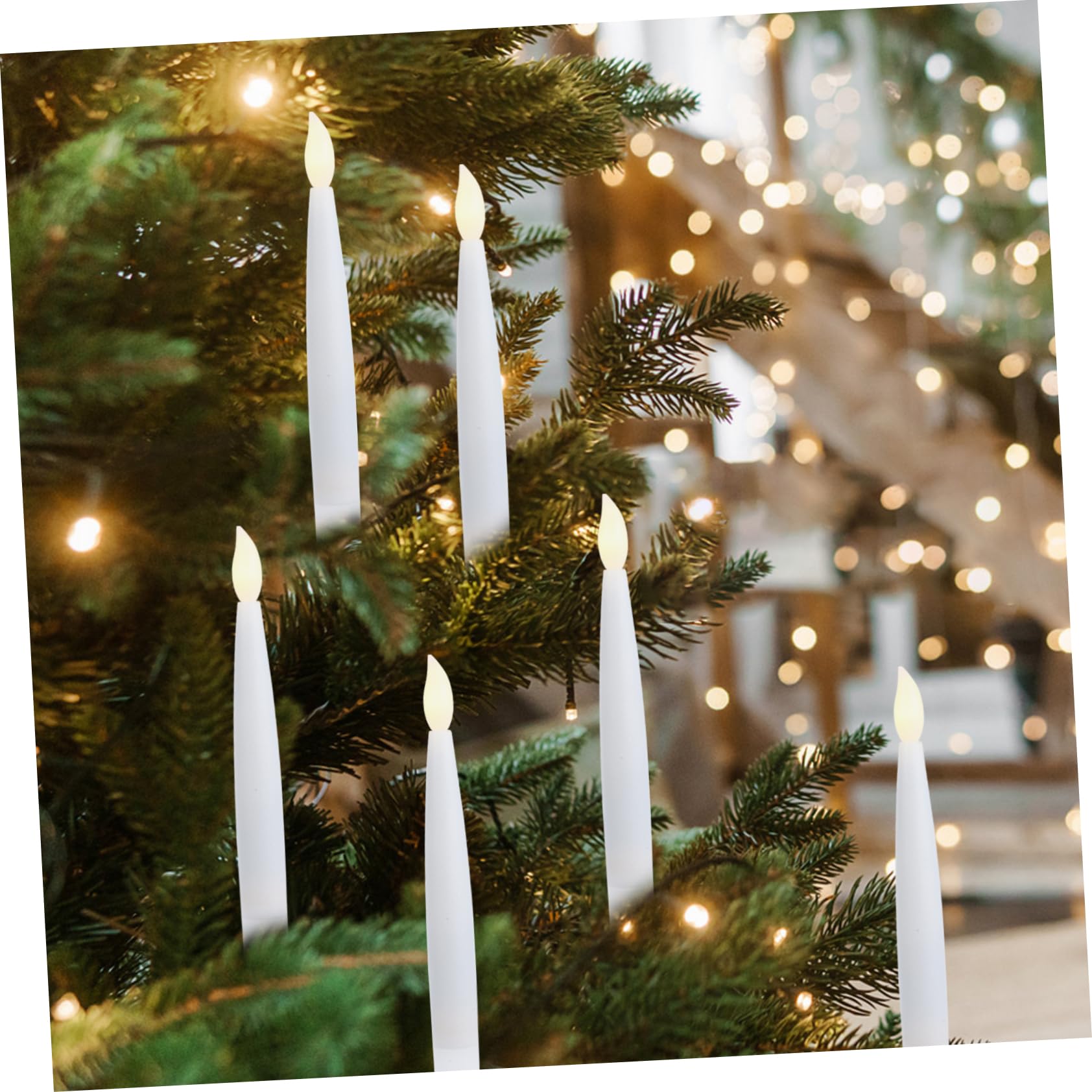 Holibanna 12 Juegos Velas LED Parpadeantes Cálidas Set Clip y Gancho Decoración Navideña para Árbol con Línea de Pesca Velas Flotantes