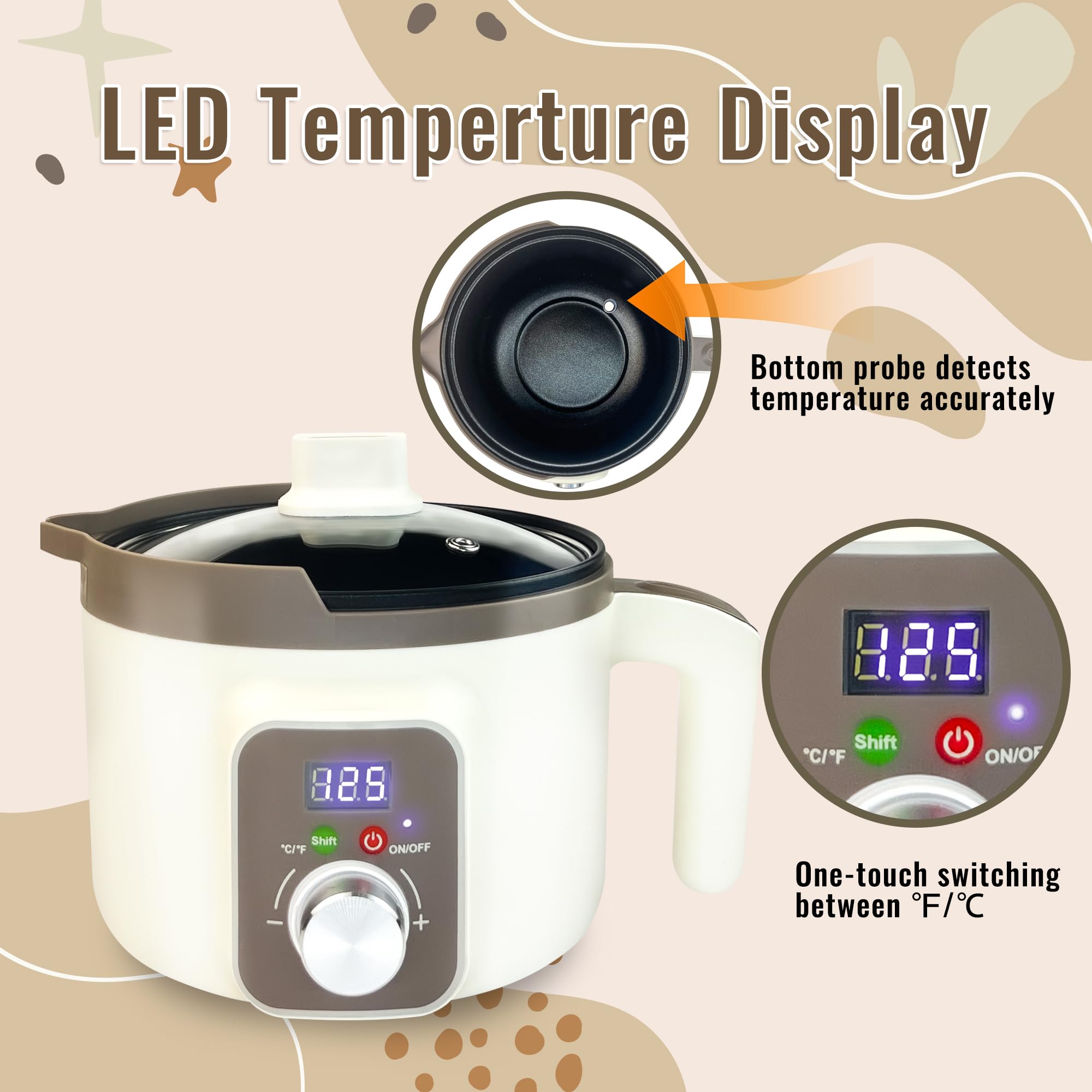 LFISGNN Candle Smart Wax Melter for Candle Making with Digital Temperature Control, Candle Wax Melting Pot with Electric ?/? Control for Adults Begineers Making Candles