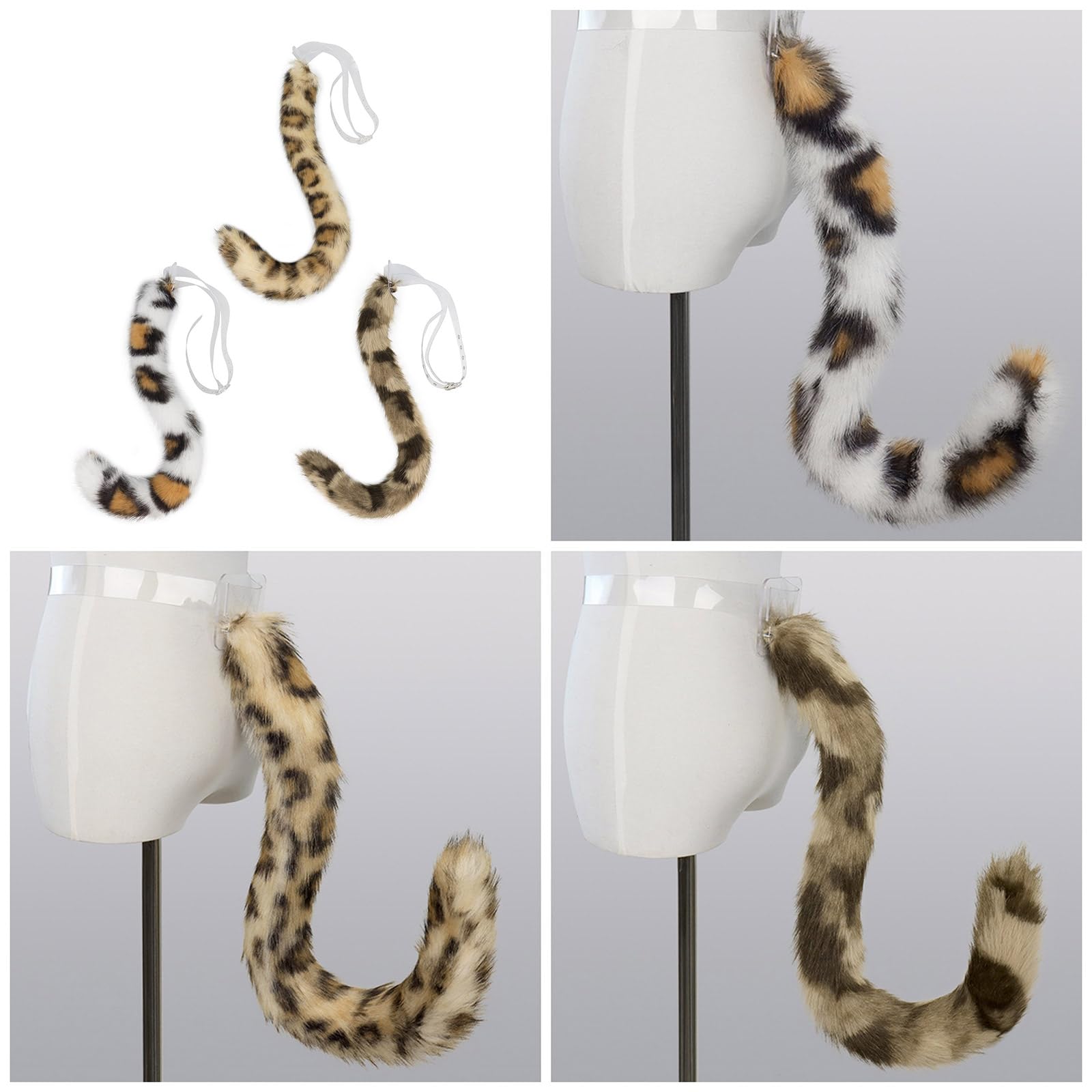 LUOFENG cats tails,Wolf Tail Long Faux Furs Cat Leopard Costume Tail Halloween Christmas Fancy-Party Cosplay Costume Adjustable Foxes Tail - Image 2