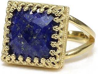 Anemone Jewelry Splendid Faceted Ring - 12mm Lapis Lazuli Ring in 14k Gold-filled Ring Band - Gemstone Rings for Any Occasion - Gem Rings for Gifts on Birthdays, Anniversaries - Free Gift Box