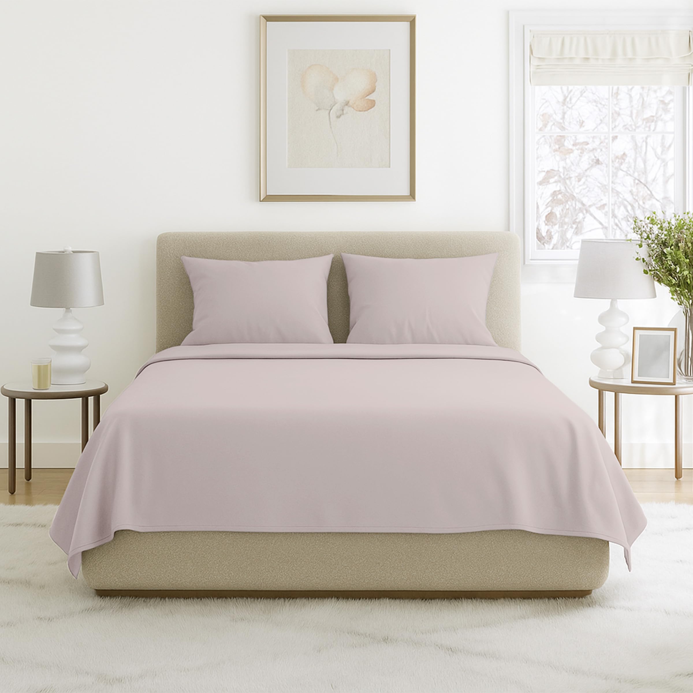 Lavish Home Brushed Microfiber Sheet Set, Queen, Beige