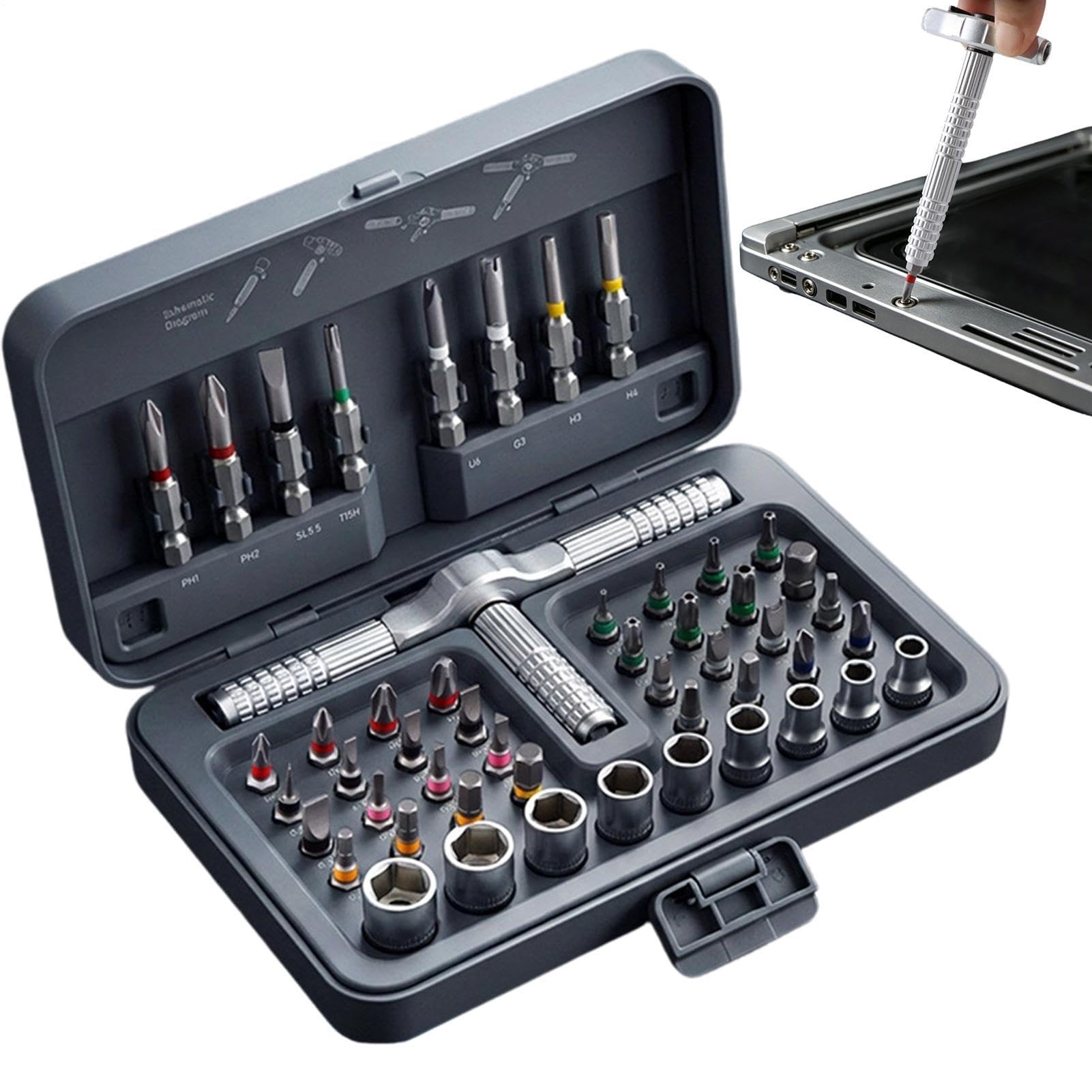 Set Cacciaviti a Cricchetto Ergonomico 54-in-1 multipunta universale | Cacciavite magnetico a cricchetto Per progetti fai-da-te mobili elettrodomestici biciclette computer riparazione auto