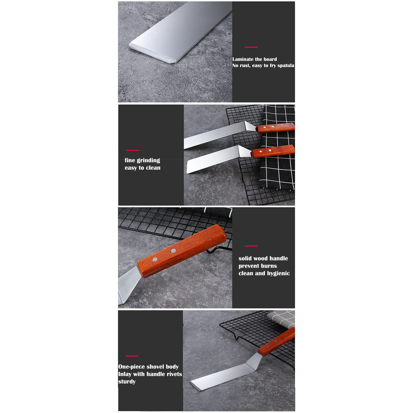 Décoction Sac Pelle Plaque De Fer Gravure en Acier Inoxydable Pelle À Frire Cuisson Pelle Pelle Pizza Pelle Outil (5 * 35CM)