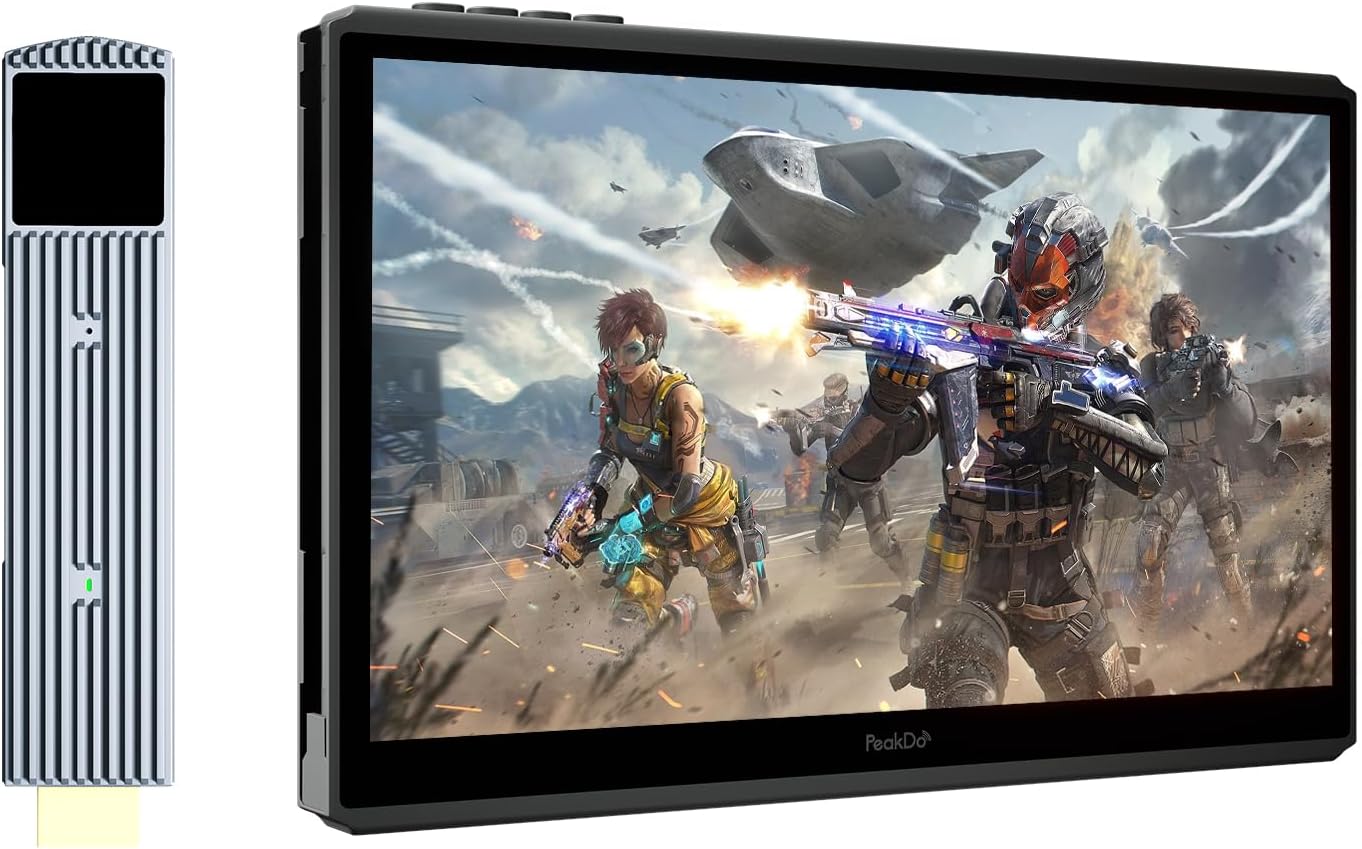 PeakDo 7" 60Hz Streaming Gaming Handheld 0 Latency 100ft Wireless Game Console Screen for PC,Xbox,PS5/4,Switch,Portable Monitor Touchscreen USB C HDMI External Gaming Monitor(V3)