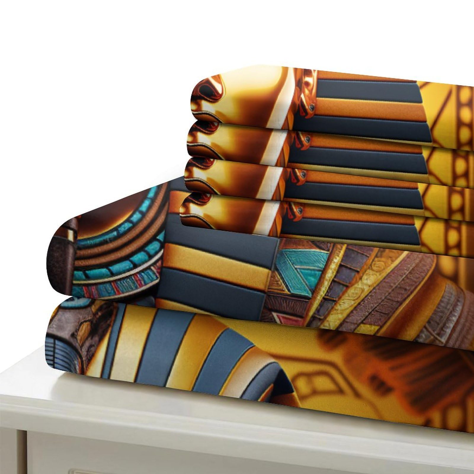 Set di biancheria da letto con copripiumino 3D, motivo faraone in