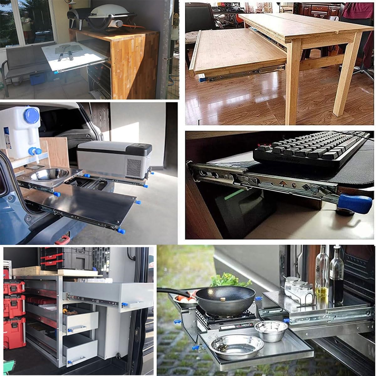 Guide per cassetti, Guide for cassetti for carichi pesanti con bloccaggio, 120 kg, 2 pezzi, montaggio laterale ad estensione completa, 250-1500 mm(1250mm/50inch)