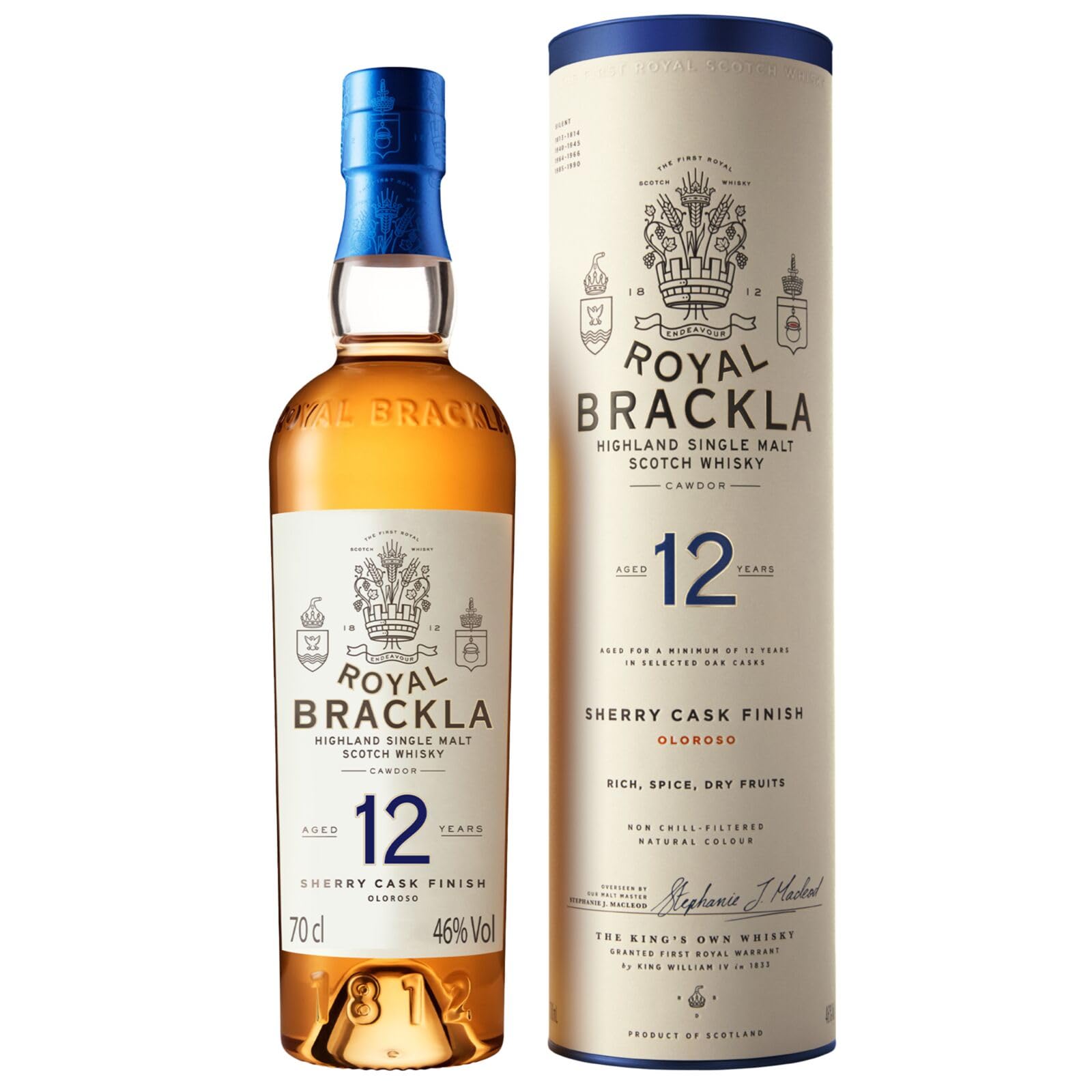 Royal Brackla 12YO Highland Single Malt Scotch Whisky, 46% ABV, 70cl