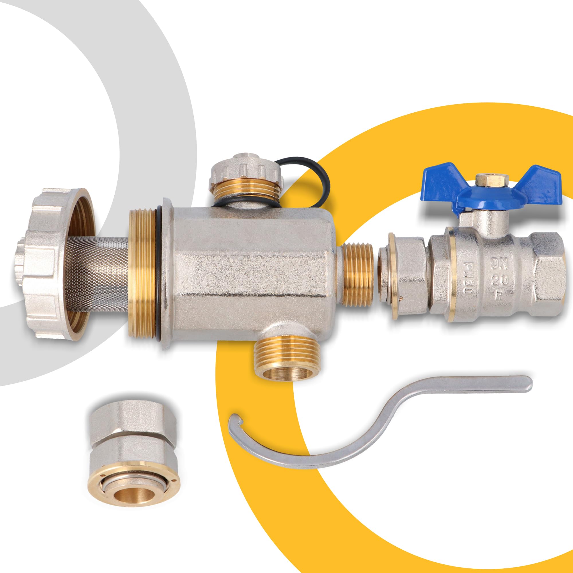 Instalguru Separatore Magnetico 3/4'' Pollice Filtro Fanghi Impianti Riscaldamento Pulizia Acqua Calda Corpo Ottone Rete Inox Ambienti Residenziali Efficienza Prolungata