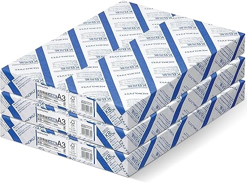 Miniatura 1 de Kokuyo Papel A3 KB, grosor del papel 0.004 in, 64 gsm, 80 brillante (ISO), 500 hojas, certificado FSC, paquete de 3 (KB-38N)