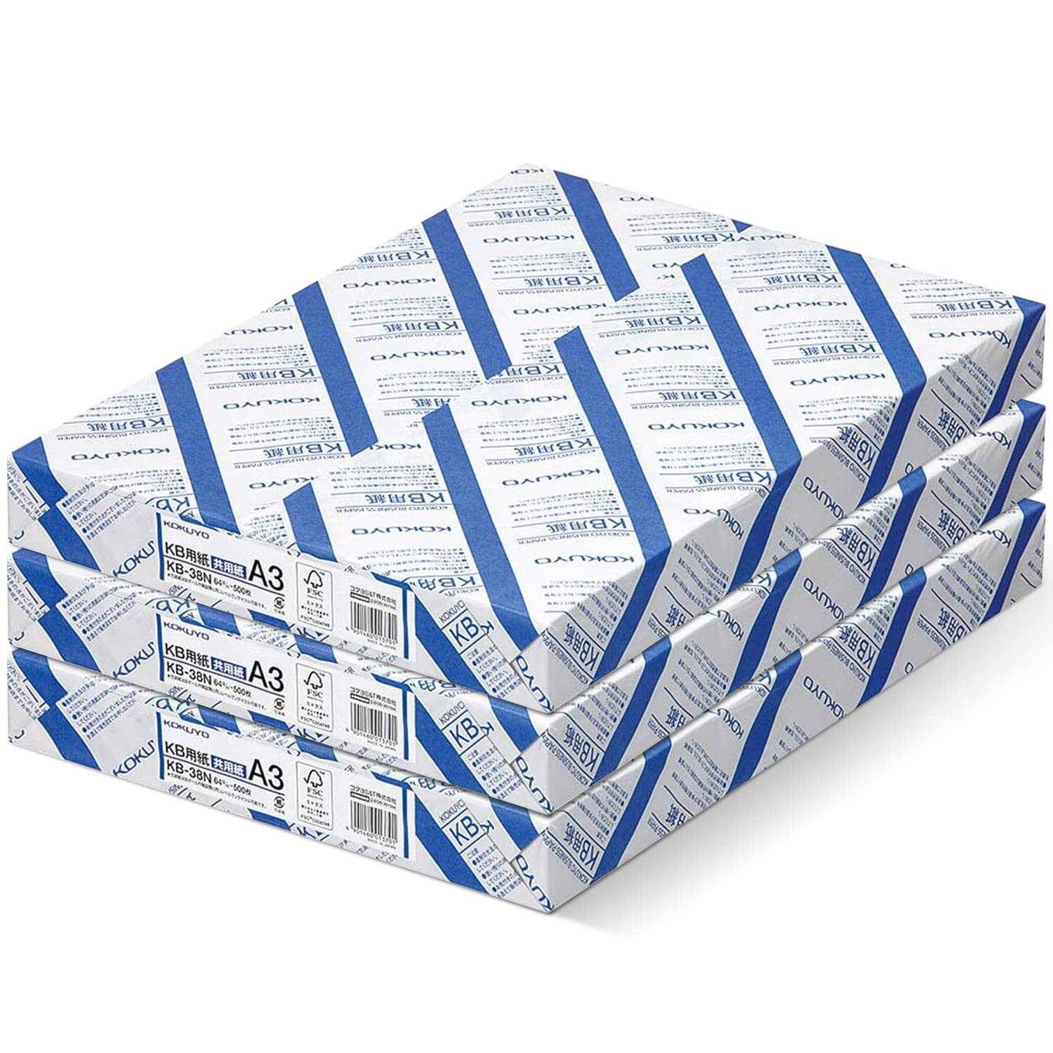 Kokuyo A3 (11.7 in x 16.5 inches) KB Paper, 3 Ream (1500 Sheets), 80 Bright - Perfect for Engineering technical drawings - FSC Certified, Japan Import (KB-38N)