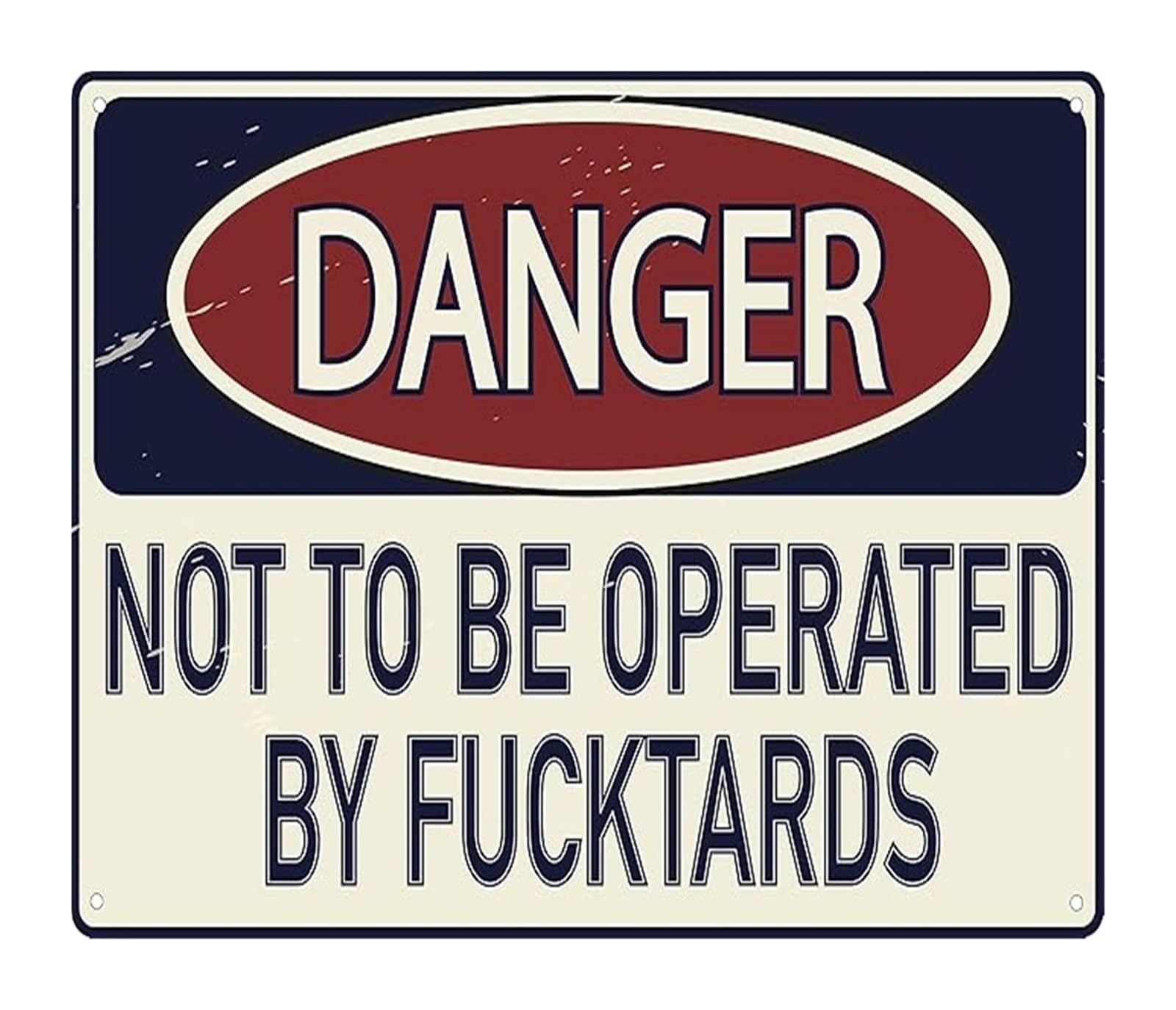 NWPNLXEA Vintage Funny Warning Sign Danger No Morons Allowed Retro Tin Metal Wall-Art For Man Cave Workshop 8 X 12 in