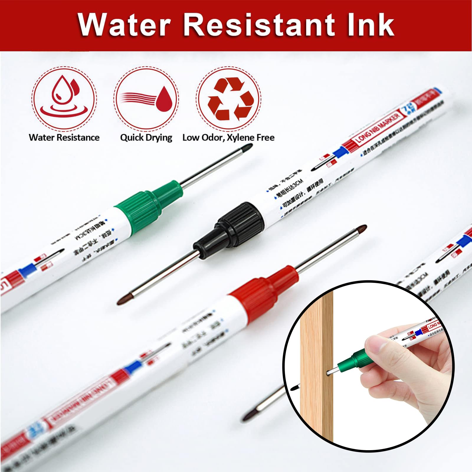 TOATELU Pennarelli Fori Profondi - 12 Pezzi Metallo, Punta 32mm, 4 Colori - Foto 8