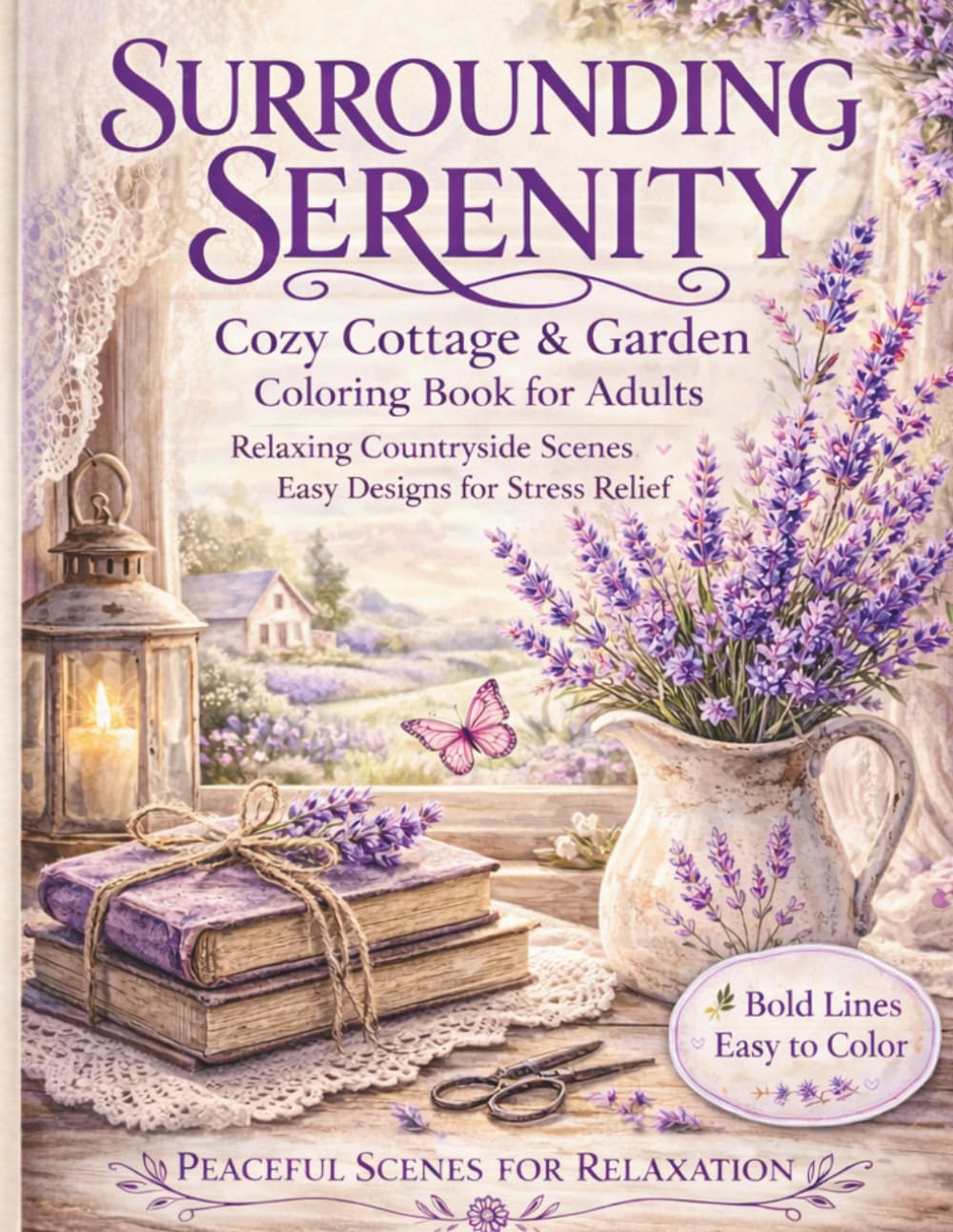 Surrounding Serenity: Cozy Cottage & Garden Coloring Book for Adults