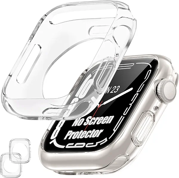 [2 Pack] Goton Bumper Case for Apple Watch 46mm, [No Screen Protector] Slim Soft TPU Shockproof Case Cover Bumper Protector Accessories for iWatch Series 11 Series 10, 46mm Clear+Clear