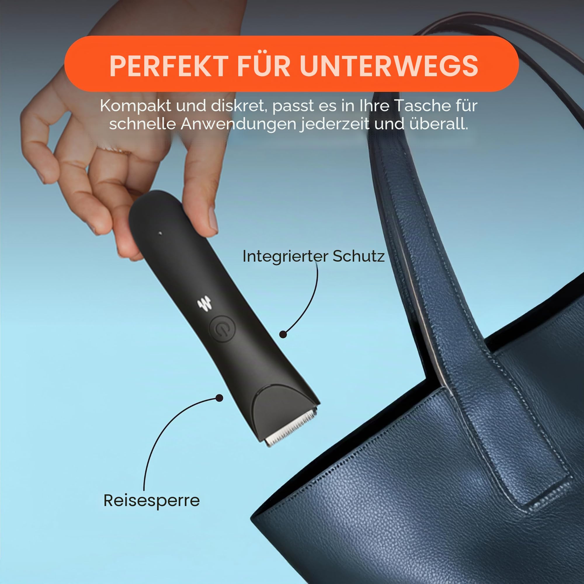 MERIDIAN Schlanker Trimmer, Scham- & Körperhaarschneider, Bikini-Haarentfernung, keine Kerben, Rasierverbrennung, keine Eingewachsenen, Ergonimisches Design, Wet/Dry Tech, LED-Strahler, Salbei