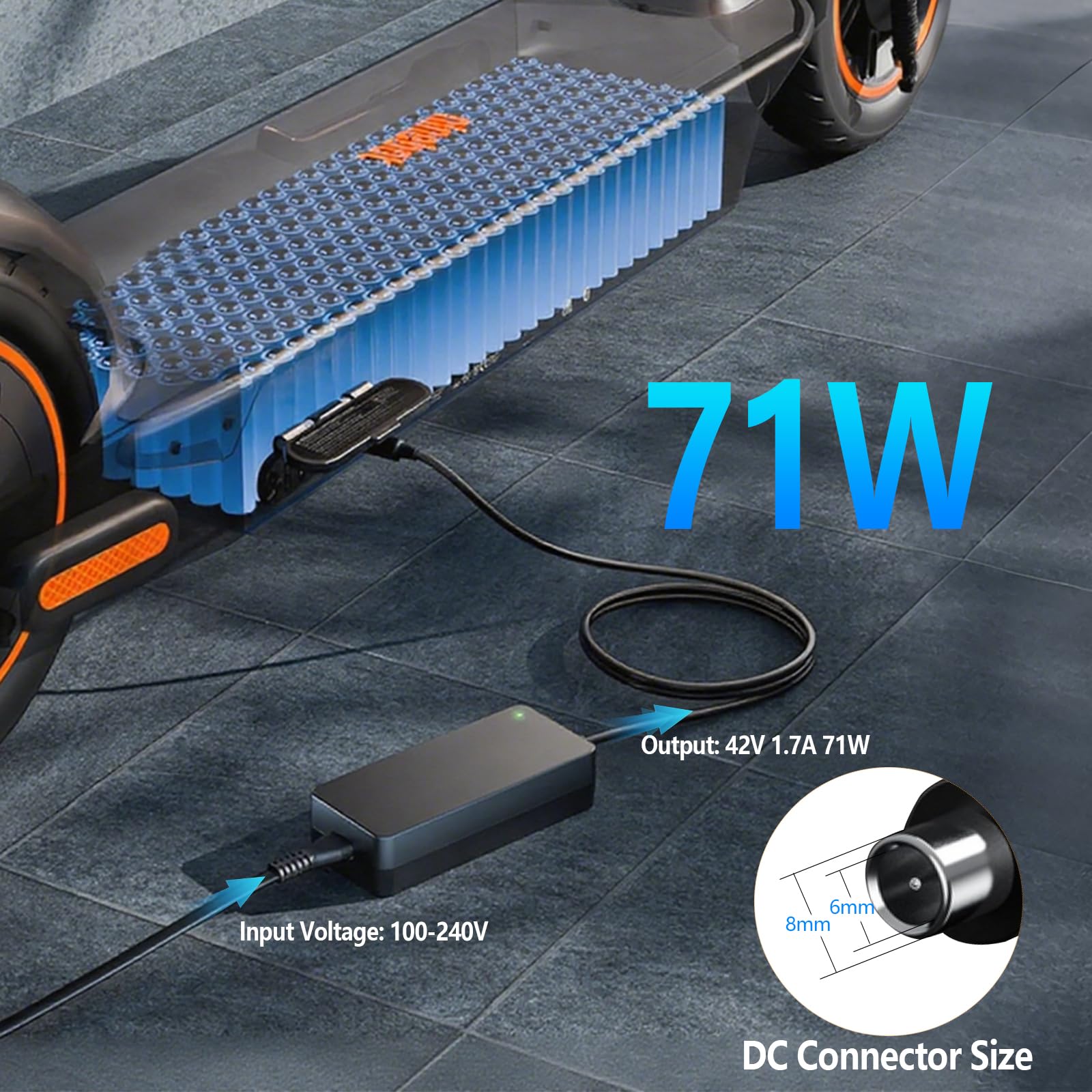 Caricabatterie 42 V per Segway Ninebot Scooter ES2, ES4, E22, F2, E2 Pro, KickScooter Pro, Adattatore di alimentazione
