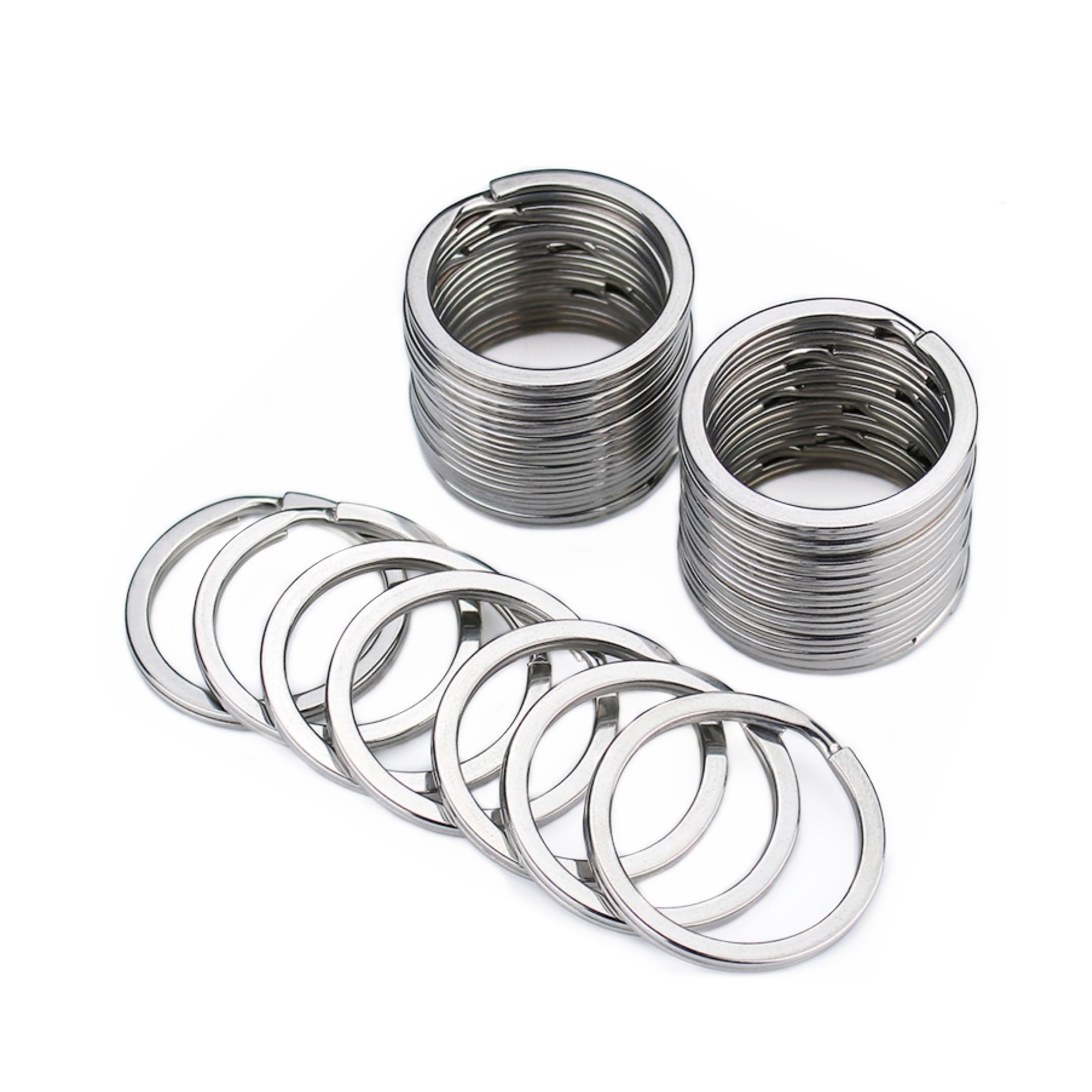 NestNook 30 mm runde, flache Schlüsselanhängerringe, 50 Stück, Metallspaltringe für die Organisation von Autoschlüsseln zu Hause und für Heimwerkerarbeiten