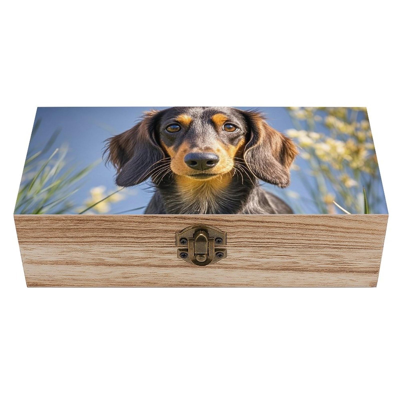 asbwuo Pad Dachshund Wooden Keepsake Box Storage Boxes with Hinged Lid