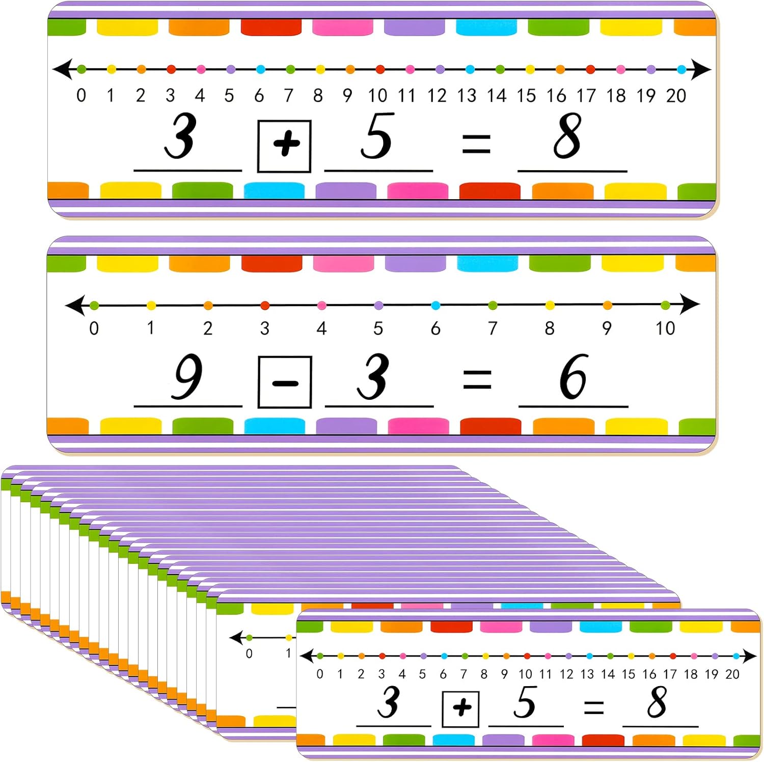 Harloon 24 Pcs Dry Erase Number Line Boards 4 x 12 Inch