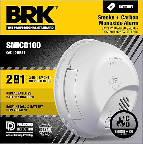 Miniatura 2 de First Alert BRK SMCO100 - Alarma combinada de humo y monóxido de carbono, funciona con pilas, 1 paquete