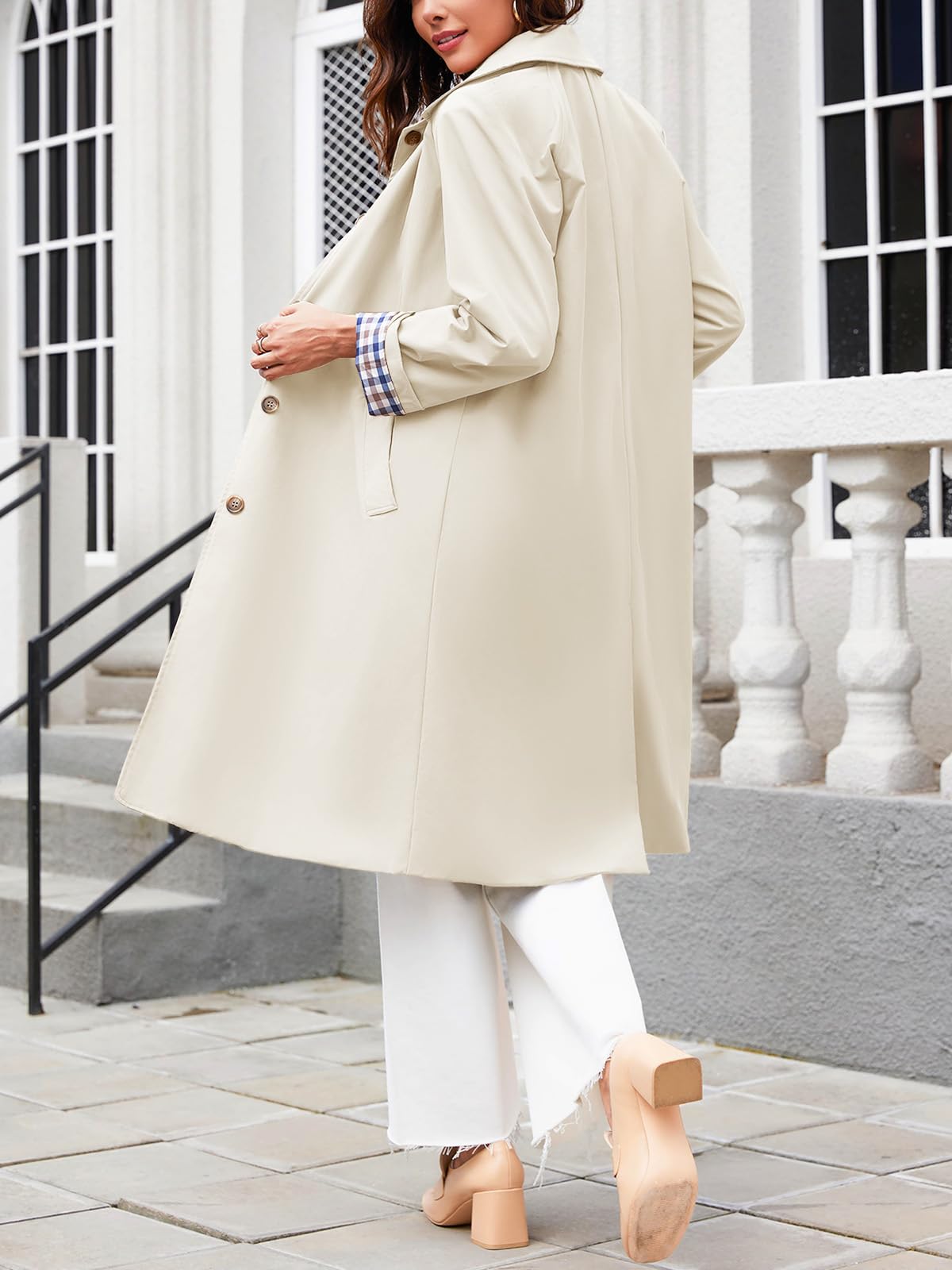 Tankaneo - Trench long à simple boutonnage pour femme, vêtement ample d’extérieur