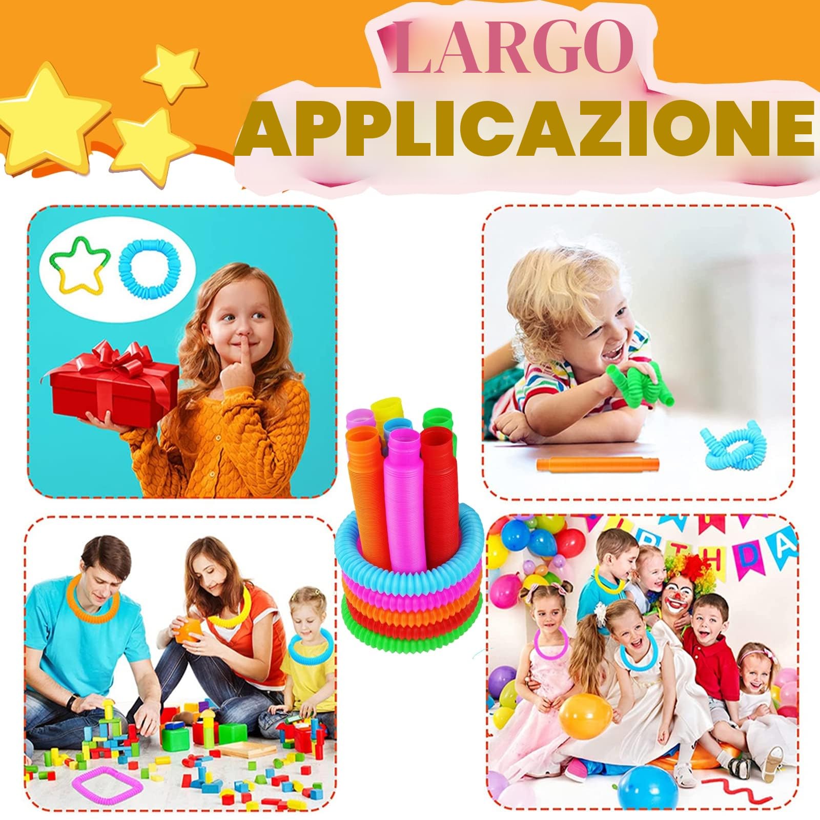 Mini Pop Tubes, Giocattoli Sensoriali Colorati con Tubo Estensibile, 8 pezzi Adatto a bambini, ragazzi e adulti per alleviare lo stress e l'ansia