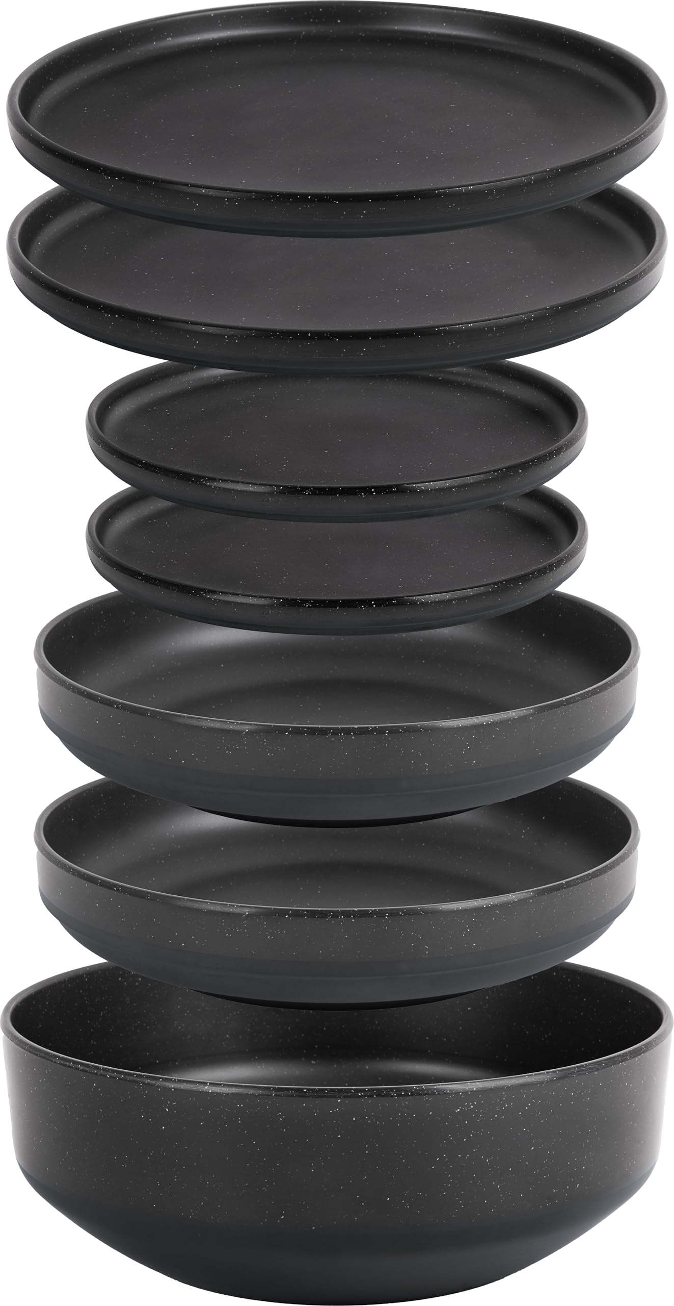 BRUNNER: Melamin Geschirr-Set Camping | 7-Teilig - Teller, Schalen & Salatschüssel für 1-2 Personen | 6-in-1 Set ODETTE - Stapelbar, Kratzfest