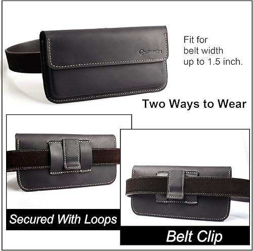 Miniatura 4 de Gentlestache Funda grande de cuero para iPhone 14 Pro 13 Pro, funda con tapa para Galaxy S23 S22, soporte para cinturón con clip, funda protectora