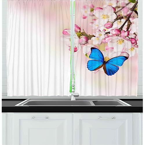 Window Curtains With Flowers And Butterflies Amazon Com