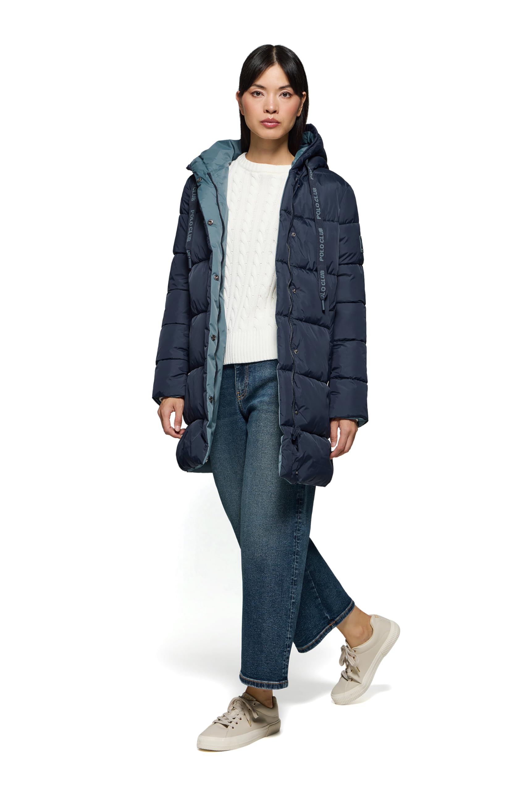 Polo Club Cappotto Reversibile da Donna e con Cappuccio fisso - Giacca Invernale