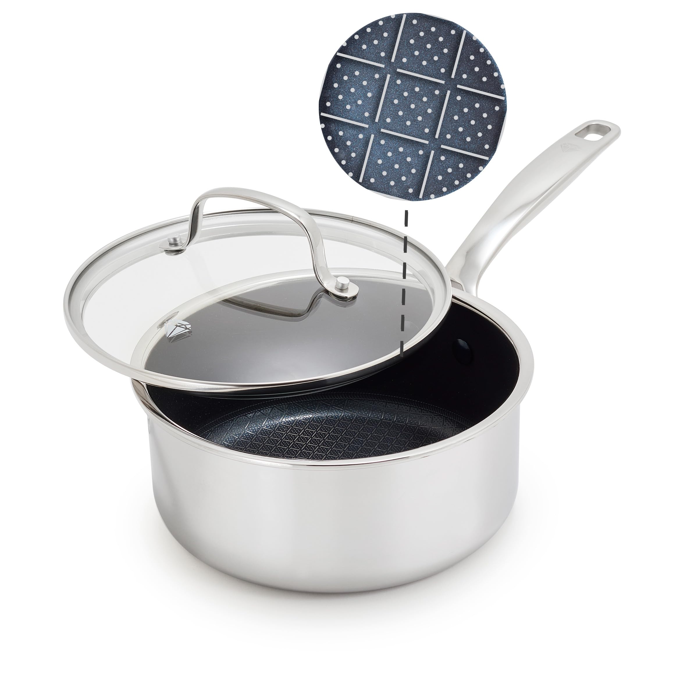 Blue Diamond Hybrid 2QT Stainless Steel Nonstick Sauce Pan