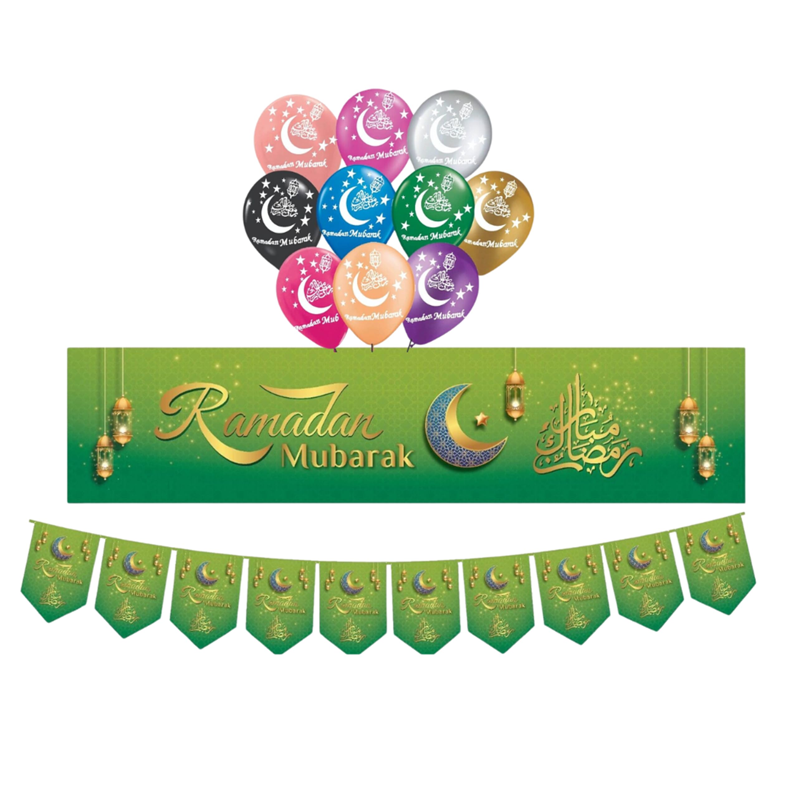 GOLD & GREEN RAMADAN BUMPER SET COMPLETE FESTIVE DECOR