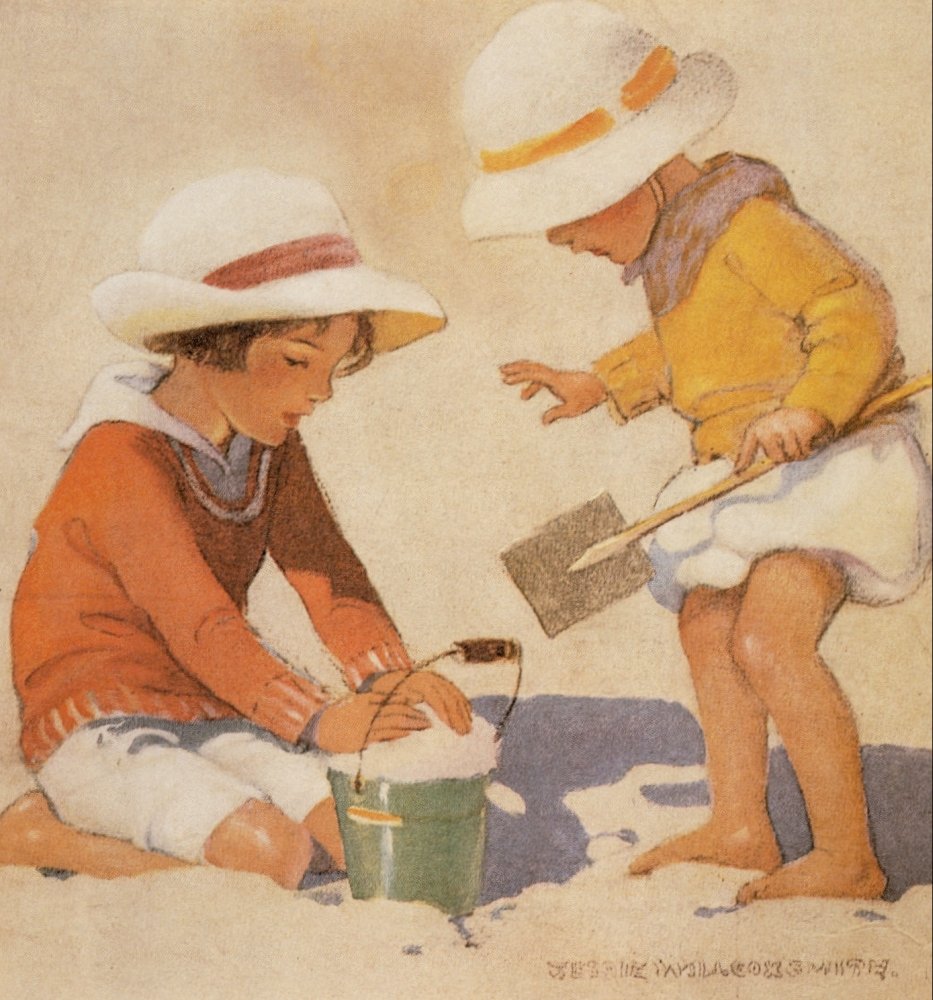 Good Housekeeping Making sandcastles Poster Print by Jessie Willcox Smith (18 x 24)